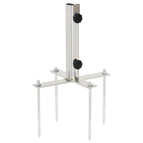 vidaXL Parasollfot med jordplugg for &Oslash;32-38 mm s&oslash;lv st&aring;l