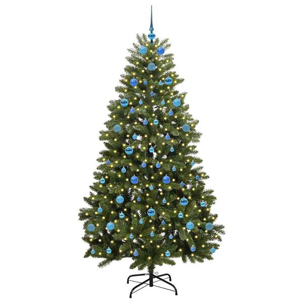 vidaXL Kunstig juletre med 300 LED gr&oslash;nn 210 cm PVC og metall