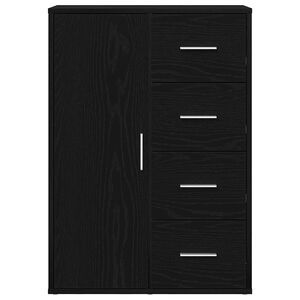 vidaXL Serviesskap med skuff Svart Eik 60 x 31 x 84 cm Konstruert tre