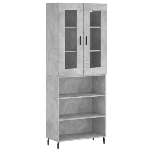 vidaXL Highboard betonggr&aring; 69,5x34x180 cm konstruert tre