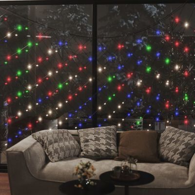 vidaXL Julenettlys flerfarget 3x2 m 204 lysdioder innendørs og utendørs