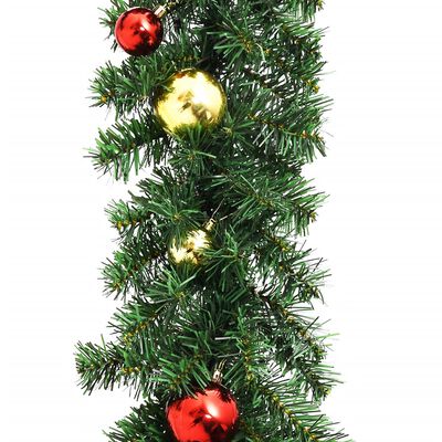 vidaXL Garland dekorert med julekuler og LED-lys 20 m