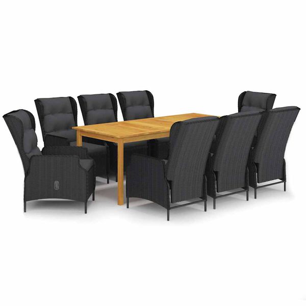 vidaXL Hagespisegruppe 9 deler m&oslash;rkegr&aring;