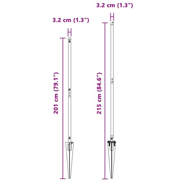 vidaXL Gjerdep&aring;le 26 pcs Gr&aring; 3,2 x 3,2 x 170 cm