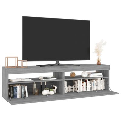 vidaXL TV-benk med LED-lys 2 stk grå sonoma 75x35x40 cm