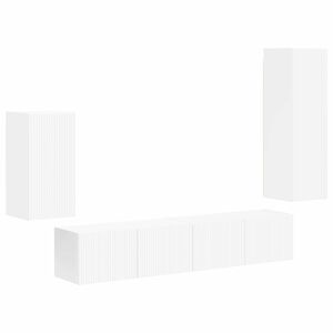 vidaXL TV-benksett Veggmontert 4 pcs Hvit Konstruert tre