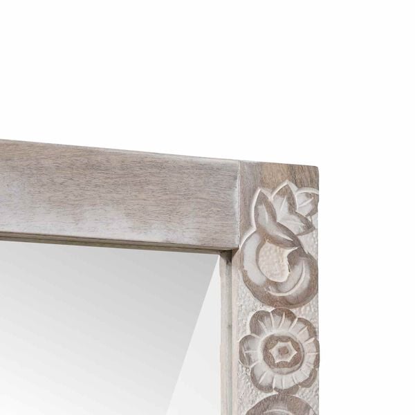 vidaXL Baderomsspeil Hvit 70 x 50 x 2,5 cm Massiv mango tre