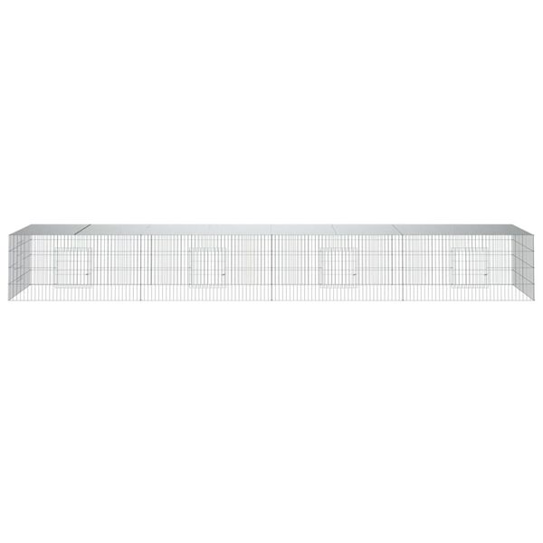 vidaXL Kaninbur med 4 paneler 433 x 109 x 54 cm galvanisert jern
