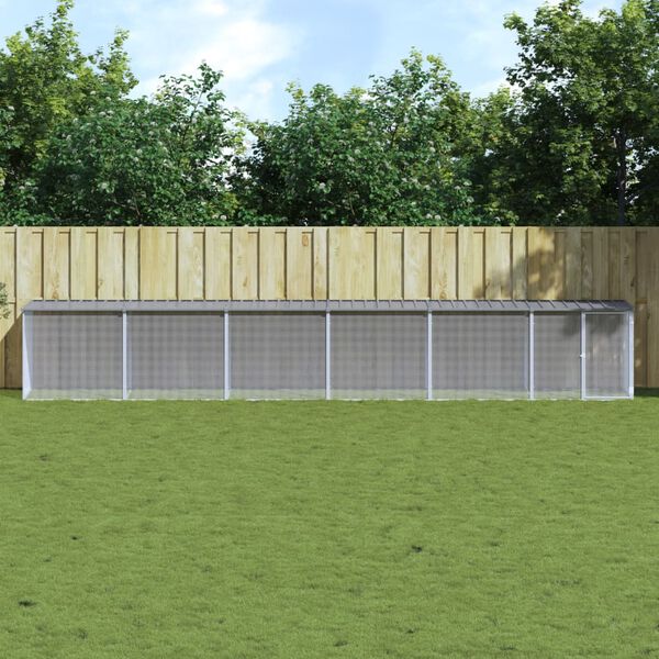 vidaXL Kyllingbur med tak lysegr&aring; 603x98x90 cm galvanisert st&aring;l
