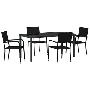 vidaXL Hage Spisegruppe med pute 5 pcs Svart polyrotting