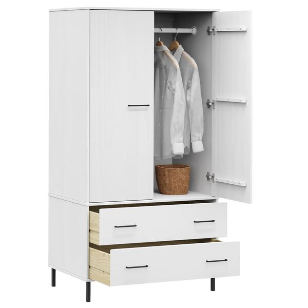 vidaXL Garderobe med metallben hvit 90x55x172,5 cm heltre OSLO