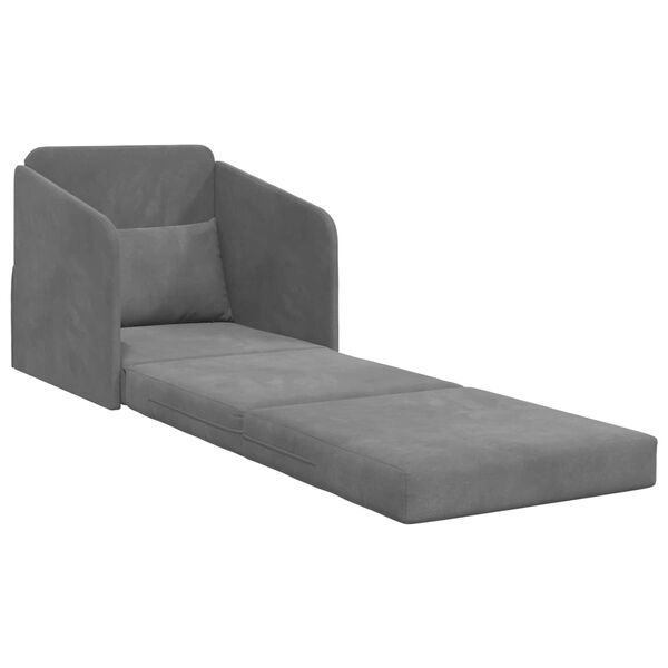 vidaXL Sammenleggbar Sofa seng M&oslash;rkegr&aring; 65 x 80 x 83 cm Fl&oslash;yel