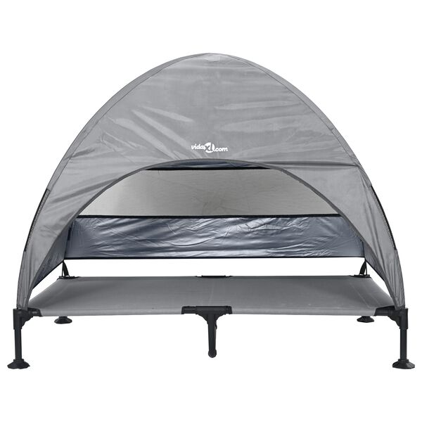 vidaXL Hevet Hundeseng Lysegrå 127 x 81 x 108 cm Stoff og stål