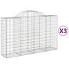 vidaXL Gabionkurver buede 3 stk 200x50x120/140 cm galvanisert jern
