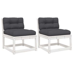 vidaXL Hagesofaer med puter 2 stk hvit heltre furu