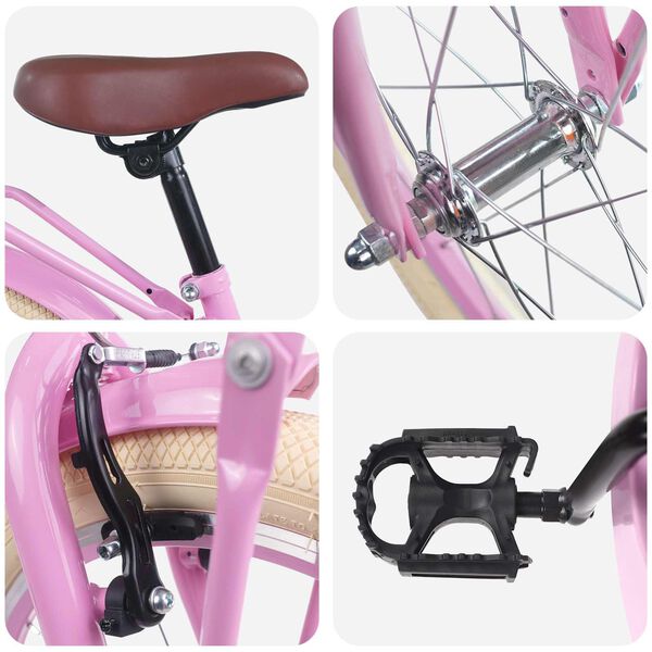 vidaXL Barnesykkel 18 Tommer for 5-7 &aring;r gammel Lys rosa