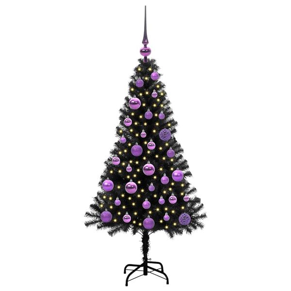 vidaXL Juletre med 150 LED med stativ Svart 120 cm PVC