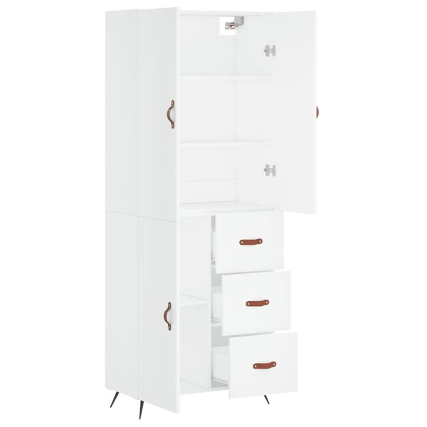 vidaXL Highboard hvit 69,5x34x180 cm konstruert tre