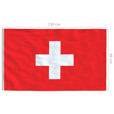 vidaXL Sveitsisk flagg og stang aluminium 6,2 m