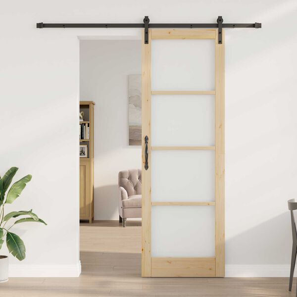 vidaXL Skyved&oslash;r ORKDAL Naturlig 78 x 232 cm Massivt furutre og glass