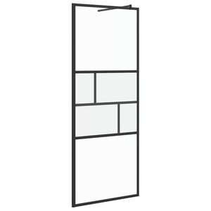 vidaXL Walk-in Dusjvegg Svart 80 x 195 x 0,5 cm Glass og Aluminium