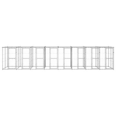 vidaXL Utendørs hundegård med tak 19,36 m² galvanisert stål