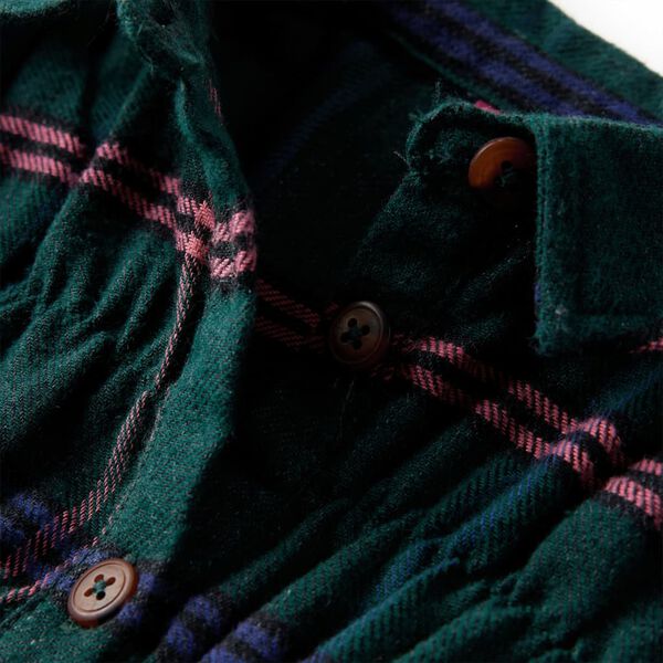 Barnekjole med lange ermer og volanger mørkegrønn 104