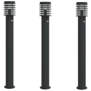 vidaXL Utend&oslash;rs gulvlamper sensorer 3 stk svart 110 cm rustfritt st&aring;l