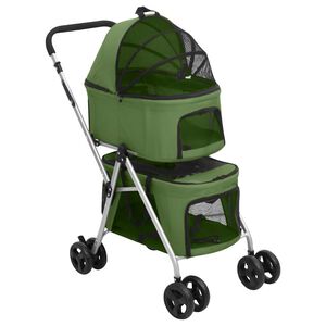 vidaXL Hundevogn 2-lags sammenleggbar gr&oslash;nn 83x48x97 cm oxford-stoff