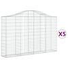 vidaXL Gabionkurver buede 5 stk 200x30x120/140 cm galvanisert jern