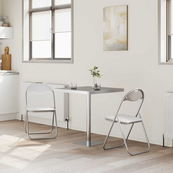 vidaXL Sammenleggbart stol 2 pcs Hvit og Gr&aring; 48 x 43,5 x 81 cm