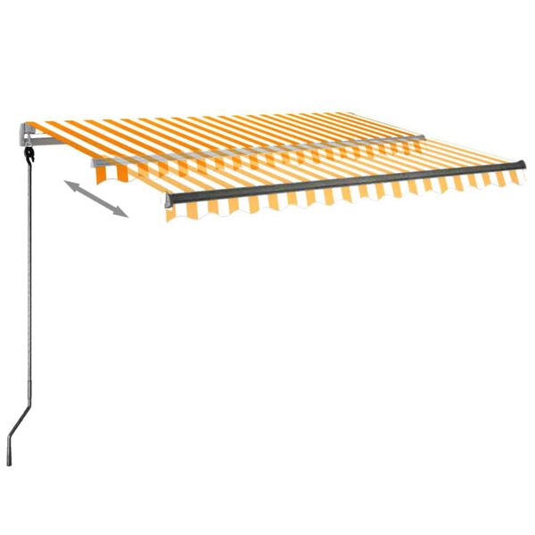 vidaXL Frittstående automatisk markise 300x250 cm gul og hvit