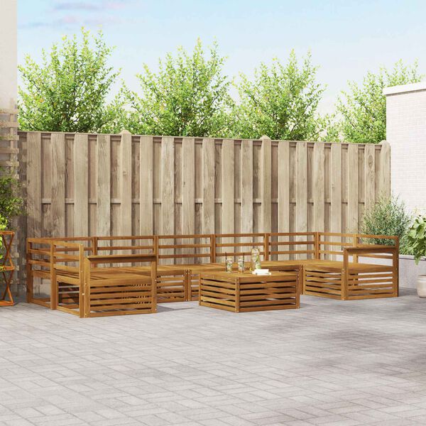 vidaXL Utend&oslash;rs sofa-sett 8 pcs Naturlig Solid akasietre
