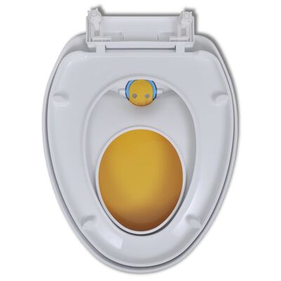 Toalettsete med myk lukkefunksjon for voksne og barn hvit og gul