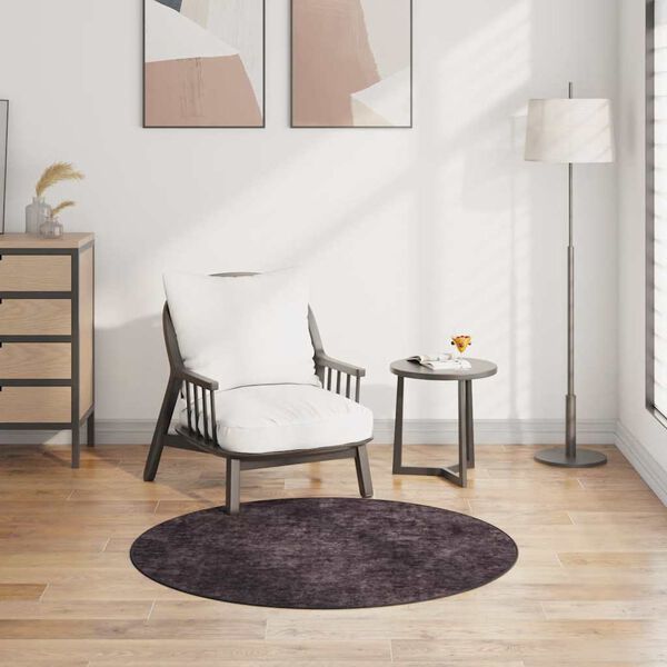 vidaXL Vaskbart teppe &phi;120 cm antrasitt