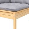 vidaXL Hagesofagruppe med gr&aring; puter 3 deler heltre furu