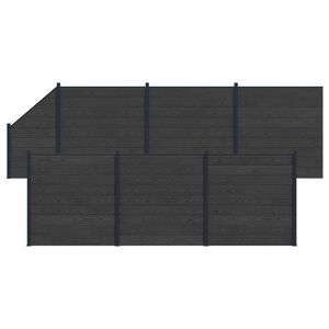 vidaXL Gjerdesett 7 pcs 1138 x 186 cm WPC og Aluminium Svart