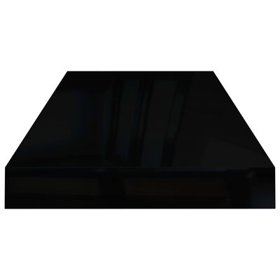 vidaXL Flytende vegghyller 2 stk høyglans svart 60x23,5x3,8 cm MDF