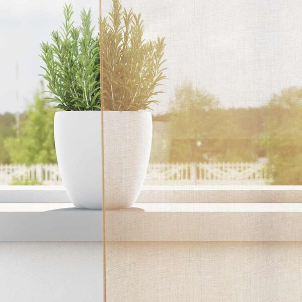 vidaXL Voile gardiner med stanglommer 2 stk sand