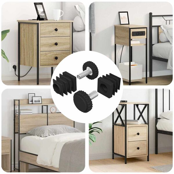 vidaXL M&oslash;bel-Justerer Justerbar 2 pcs Svart M6 PP