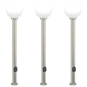 vidaXL Pullertlamper med stikkontakt 3 stk 120 cm rustfritt st&aring;l IP44