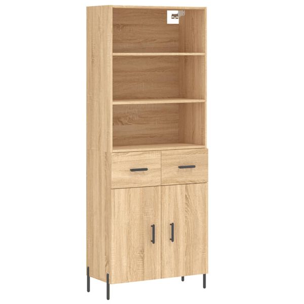 vidaXL Highboard sonoma eik 69,5x34x180 cm konstruert tre