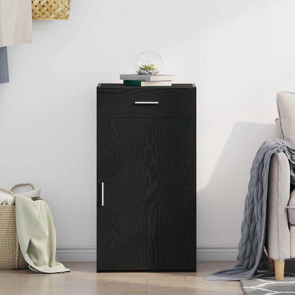 vidaXL Serviesskap med skuff Svart Eik 50 x 42,5 x 93 cm