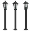 vidaXL Utend&oslash;rs gulvlamper 3 stk svart 80 cm rustfritt st&aring;l