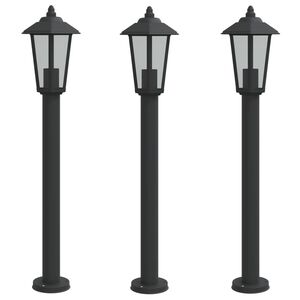 vidaXL Utend&oslash;rs gulvlamper 3 stk svart 80 cm rustfritt st&aring;l