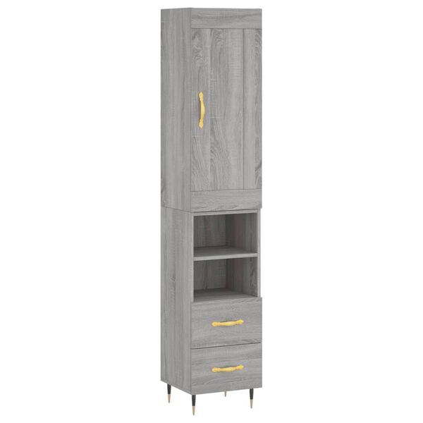 vidaXL Highboard gr&aring; sonoma 34,5x34x180 cm konstruert tre