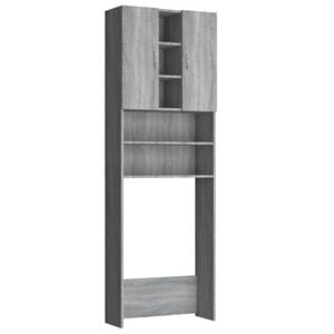 vidaXL Vaskemaskinskap gr&aring; sonoma eik 64x25,5x190 cm