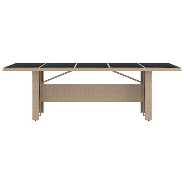 vidaXL Hagebord med glassplate beige polyrotting og herdet glass