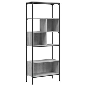vidaXL Bokhylle 5 etasjer gr&aring; sonoma 76x33x188,5 cm konstruert tre