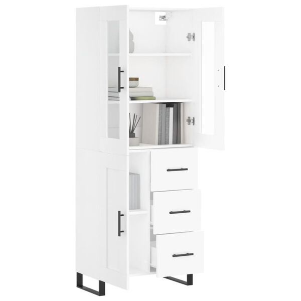 vidaXL Highboard hvit 69,5x34x180 cm konstruert tre